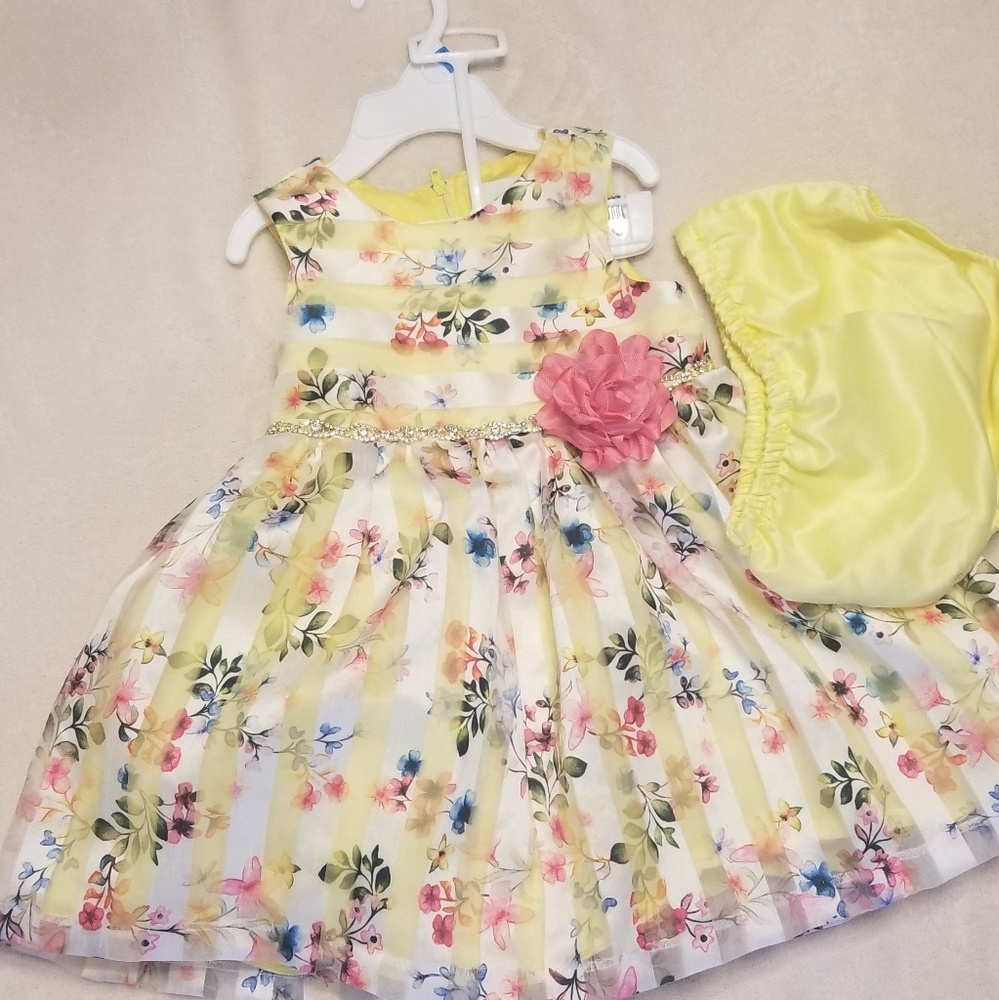 Yellow floral girls dress